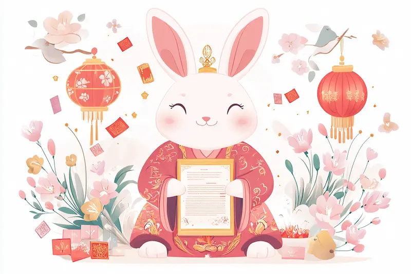 Rabbit personality, rabbit in Chinese tradintional costume