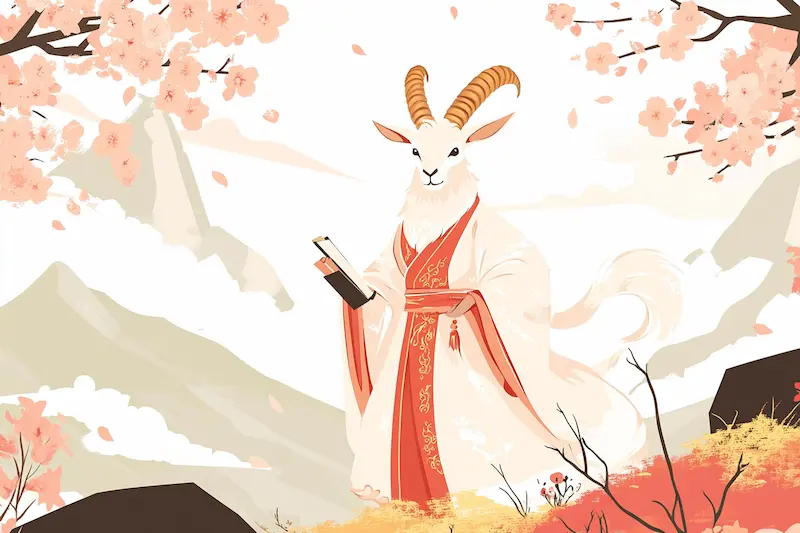 year of the Goat zodiac on the mountain