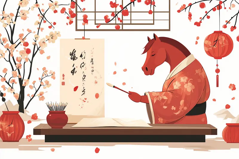 Artist horse writing Chinese letters year of the horse
