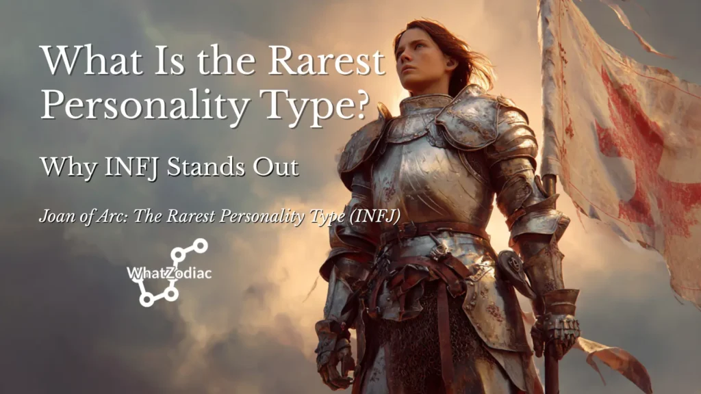 Joan of Arc in shining armor holding a flag, symbolizing the rare INFJ personality type, featured image for article on the rarest personality type in MBTI.