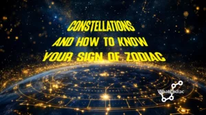 Constellations and how to know your sign of zodiac — glowing golden zodiac circle over Earth and universe background, symbolizing astrology and constellations.