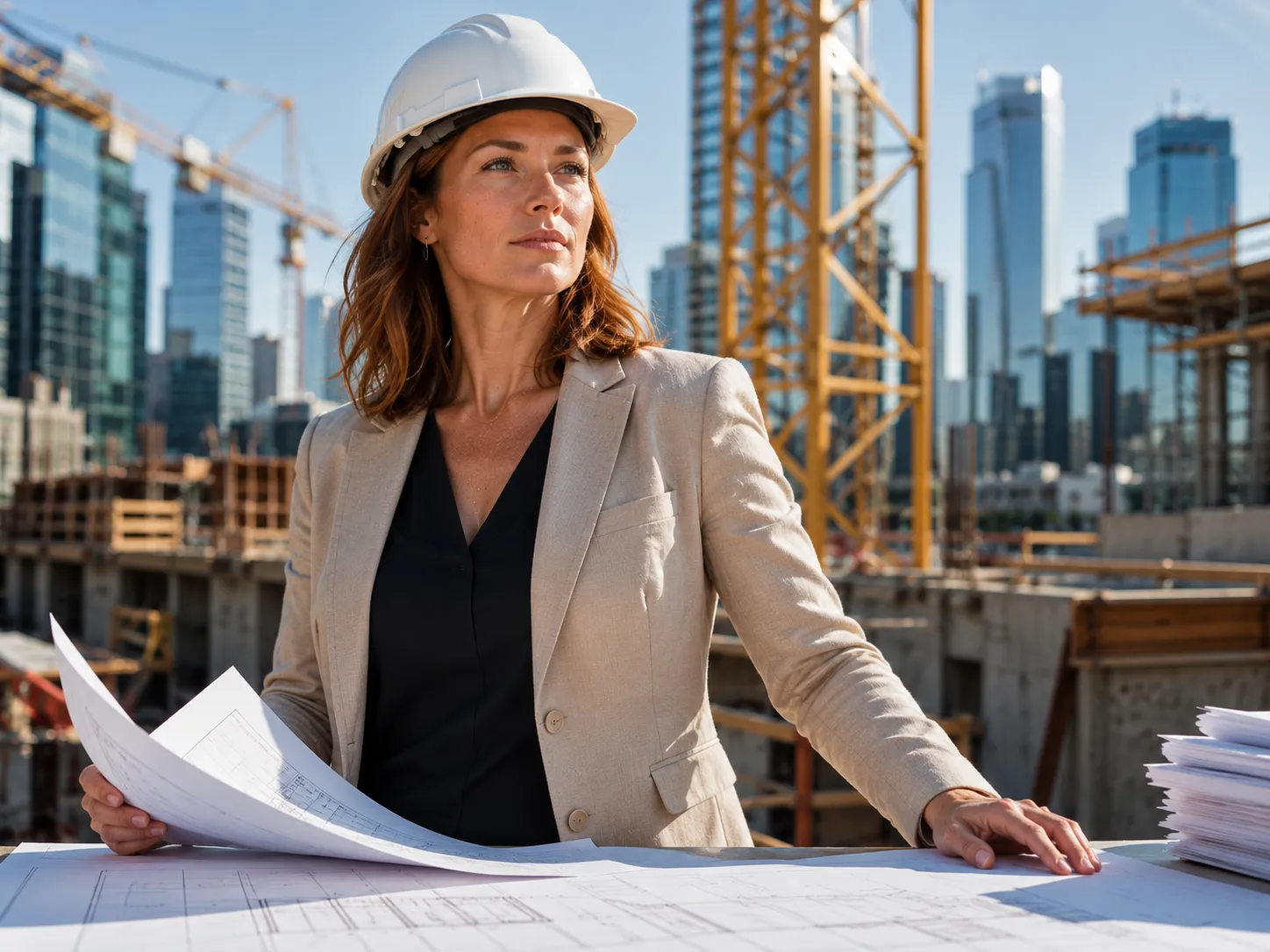 Successful Taurus woman leading a construction project with confidence and determination