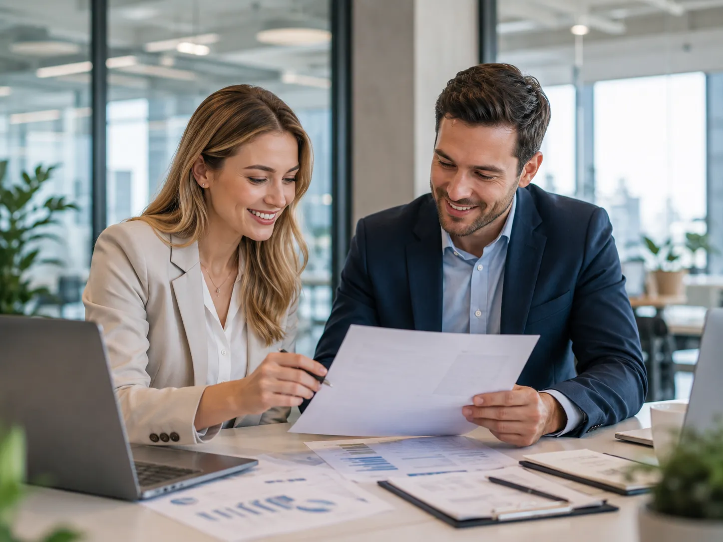 Two professionals collaborating in a modern office, symbolizing Virgo compatibility through communication, trust, teamwork, and mutual respect.