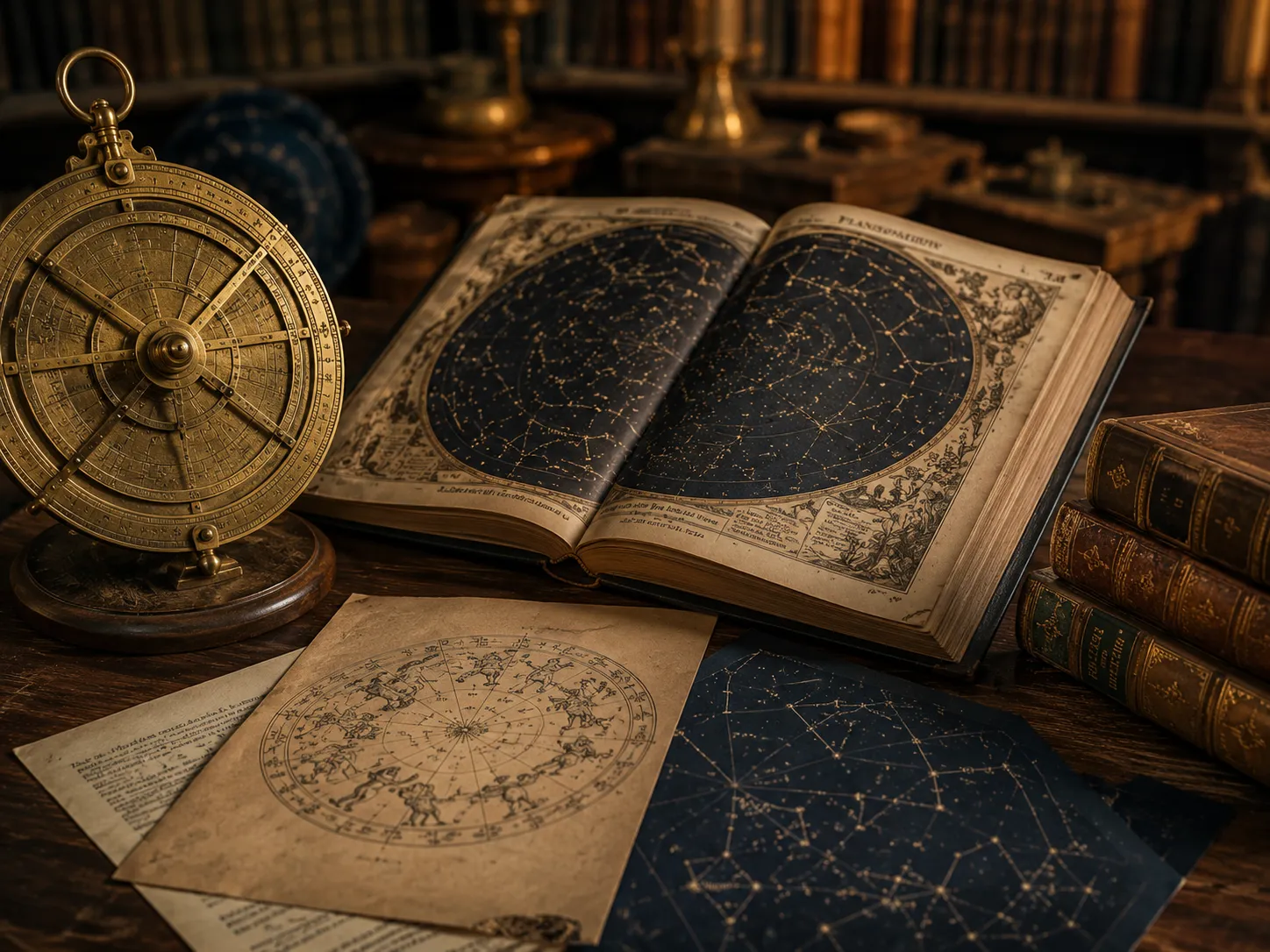 Artistic representation of Western zodiac symbolism and constellations