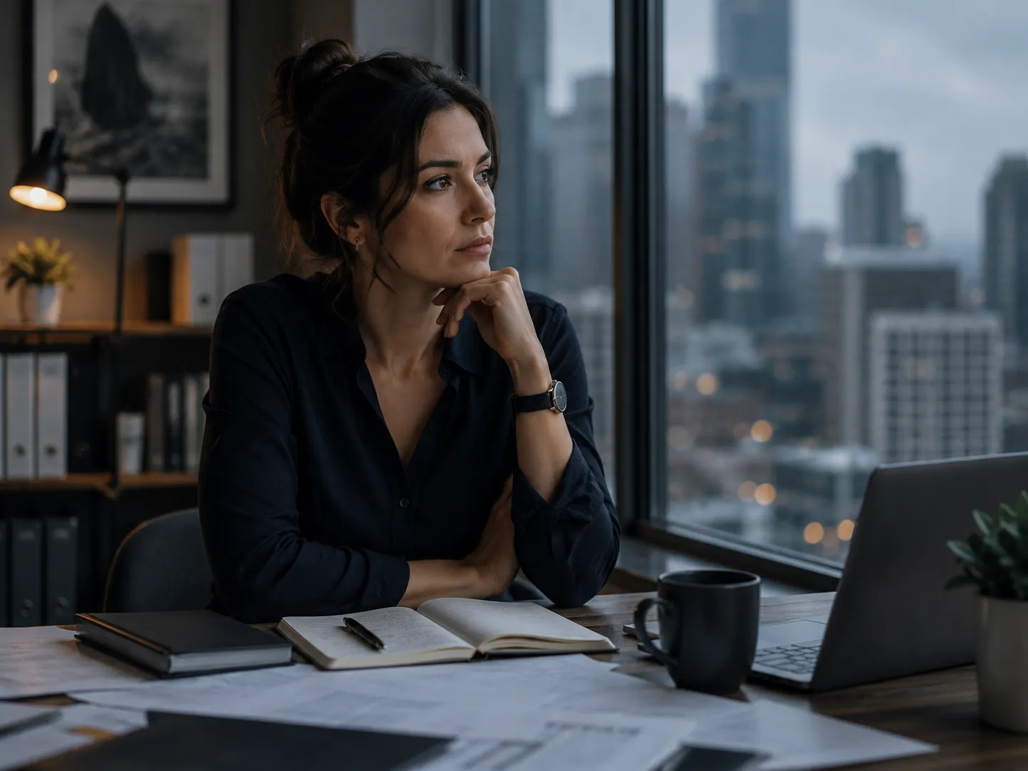 Thoughtful woman sitting alone in deep reflection, representing the serious nature, careful thinking, and tendency to overthink of Saturday-born people.